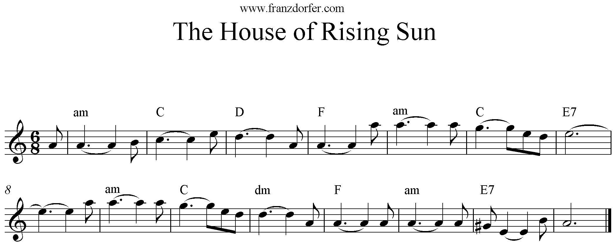 Sheet The House of rising Sun